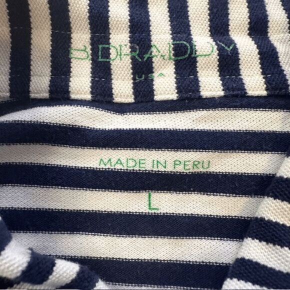 B. Draddy Men's Striped Pique Pima Cotton Blend Golf Polo Shirt Blue White Large - Picture 4 of 6